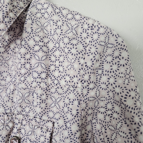 Cruel Girls XL 12 Purple White Casual Button Down Shirt Geometric Print Western - Picture 6 of 7